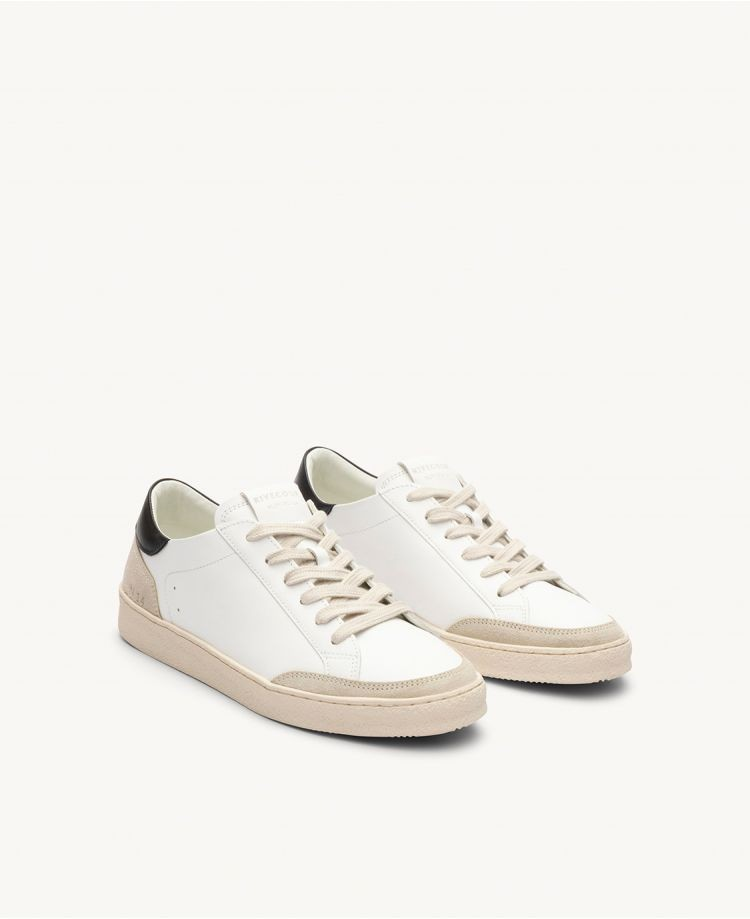 Baskets n°14 - Cuir/Veau velours - Blanc/Noir