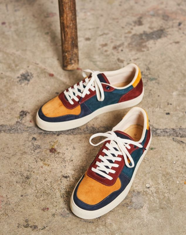 Arthur - Suede bordeaux bleu et vert