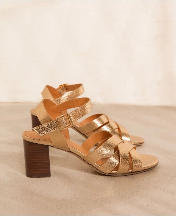 Sandales n°888 - Cuir craquelé - Gold