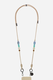 Lanière cordon Inaya beige métallisé perles beige