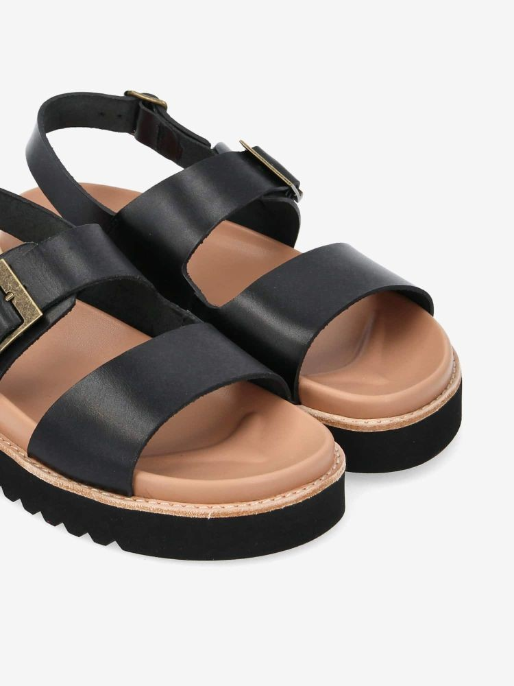 OLIVA SANDALE W VEGETABLE COW BLACK