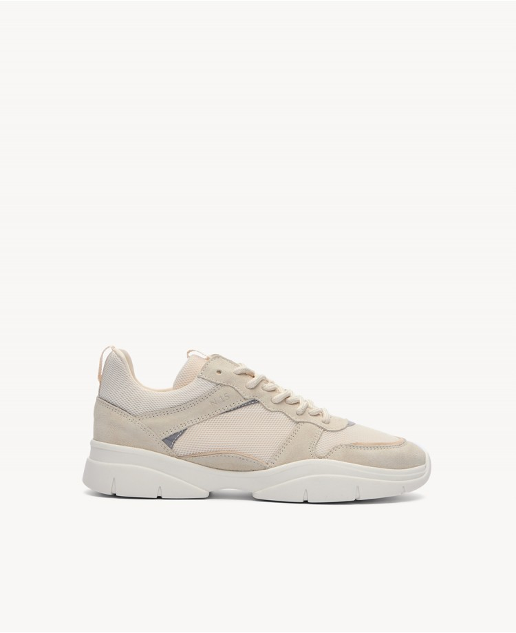 Baskets n°15 - Suede/Mesh - Blanc/Beige