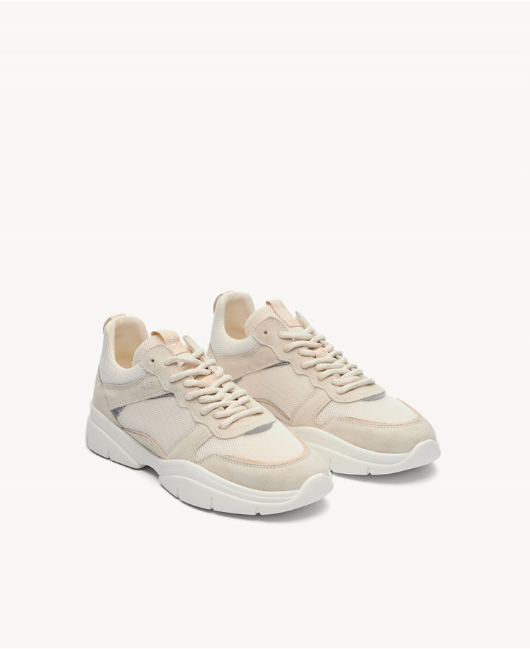 Baskets n°15 - Suede/Mesh - Blanc/Beige