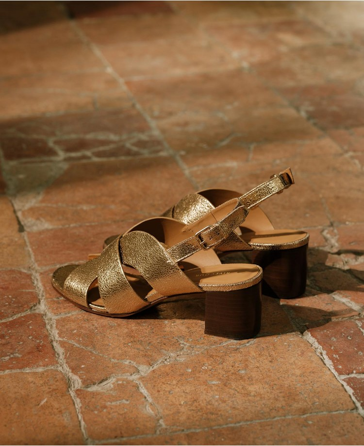 Sandales n°551 - Cuir craquelé - Gold
