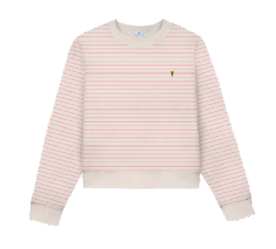 CREW OVERSIZE - RAYURE - IVOIRE / ROSE