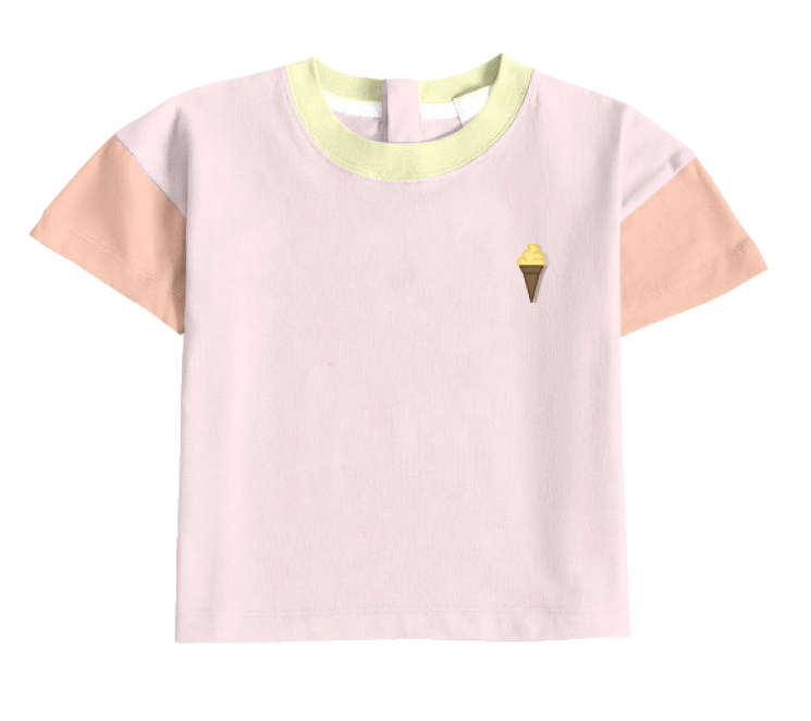 T-SHIRT - COLOR BLOCK - Rose