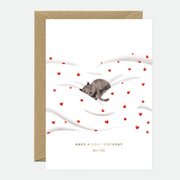 Carte d'anniversaire - Gold Cosy Cat - Dorure