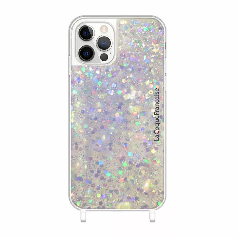 COQUE IPHONE 15 PLUS paillettes holographiques avec anneaux