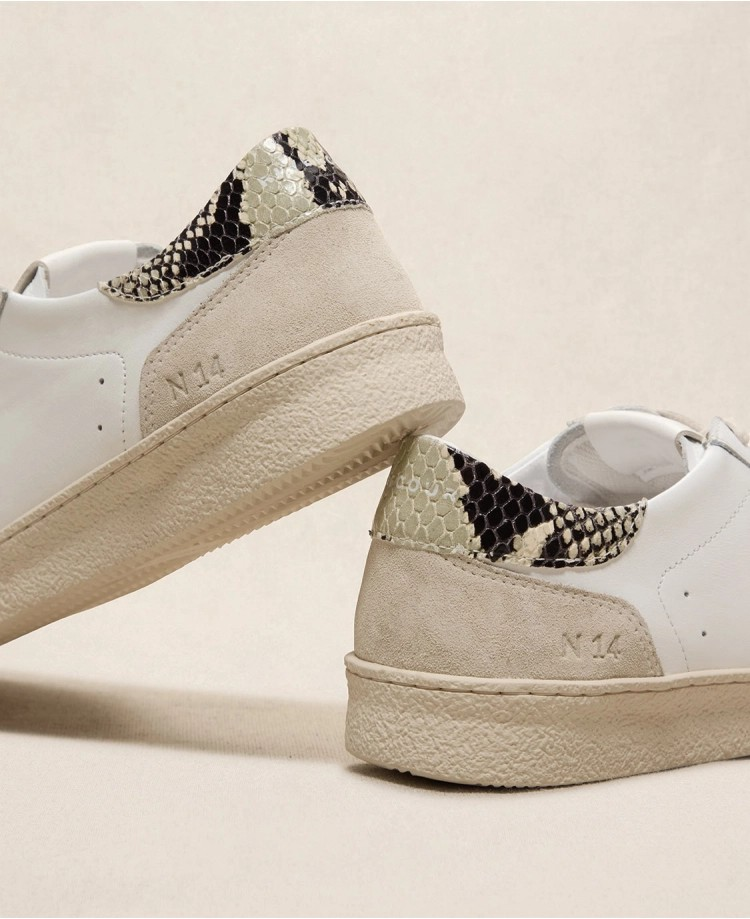 Baskets n°14 - Cuir - Blanc/Python roche