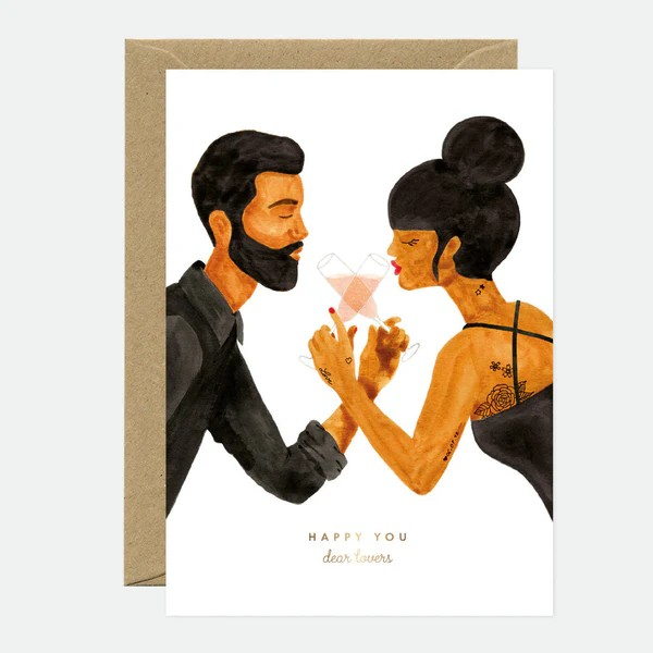 Carte de voeux - Happy Lovers - Dorure
