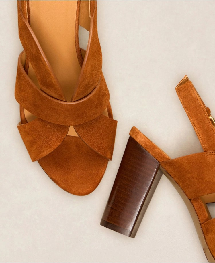 Sandales n°55 - Suede - Cognac