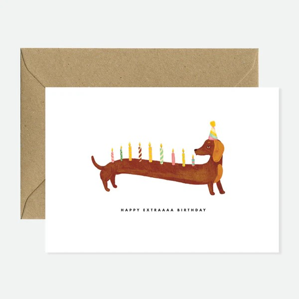 Carte d'anniversaire - Dachshunds Extra