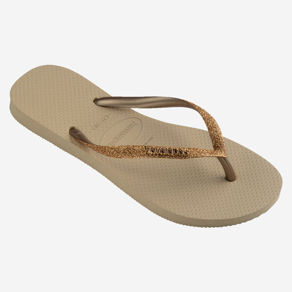 HAVAIANAS SLIM GLITTER II SAND/GOLDEN LIGHT METALICO