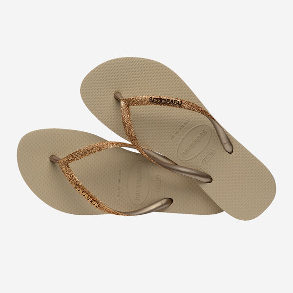 HAVAIANAS SLIM GLITTER II SAND/GOLDEN LIGHT METALICO