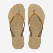HAVAIANAS SLIM GLITTER II SAND/GOLDEN LIGHT METALICO