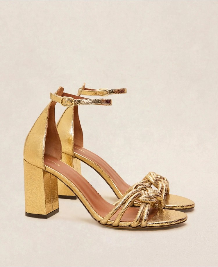 Sandales n°191 - Cuir laminé - Doré