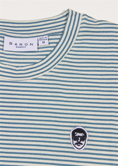 T-SHIRT - RAYURE - IVOIRE / BLEU GRIS