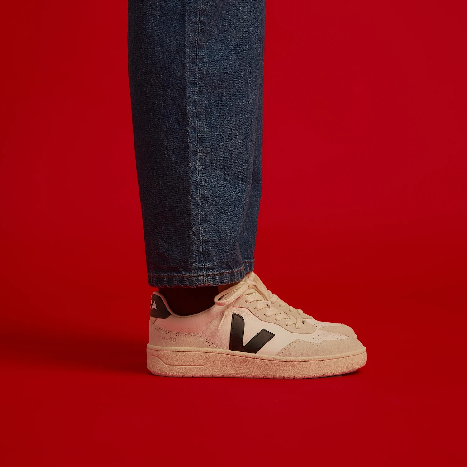 V90 O.T. LEATHER WHITE BLACK - HOMME