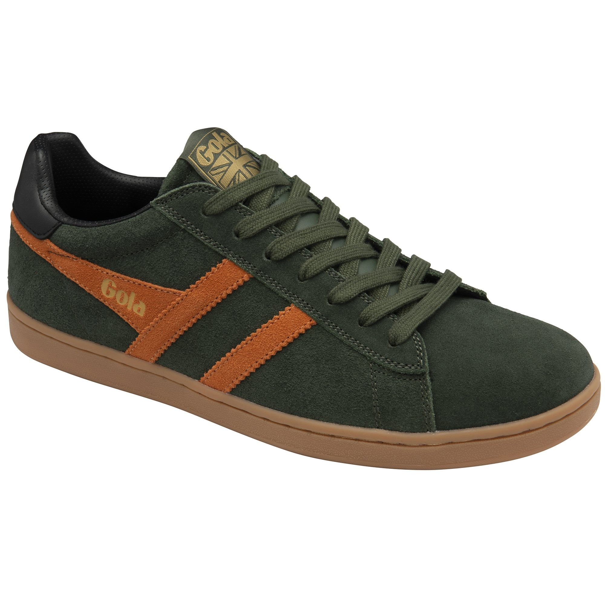 EQUIPE II SUEDE TRAINER DARK KHAKI/MOODY ORANGE/BLACK