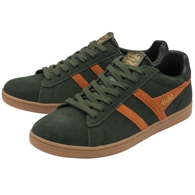 EQUIPE II SUEDE TRAINER DARK KHAKI/MOODY ORANGE/BLACK