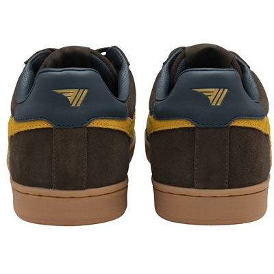 EQUIPE II SUEDE TRAINER DARK BROWN/SUN/NAVY