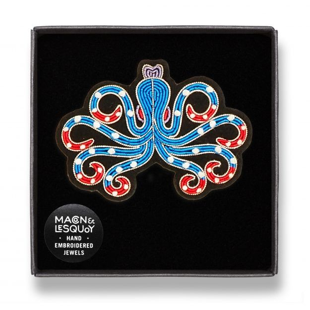 Broche - Pieuvre bleue