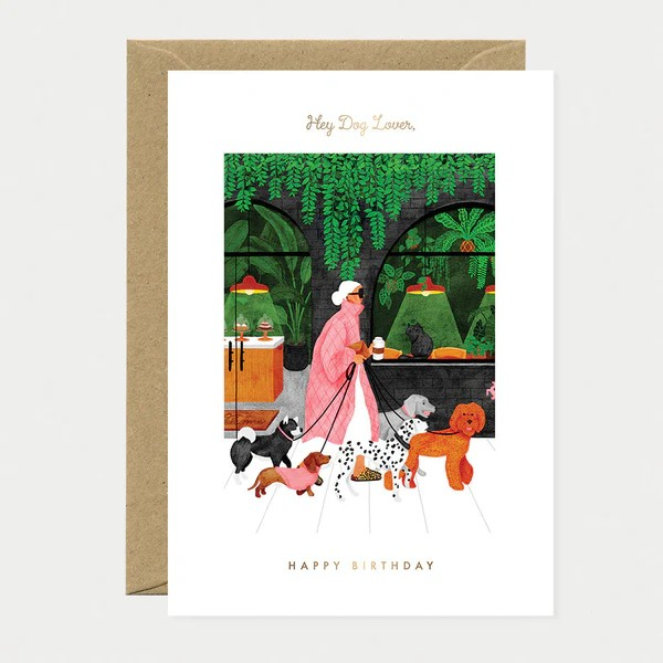 Carte d'anniversaire - Dog lovers - Dorure