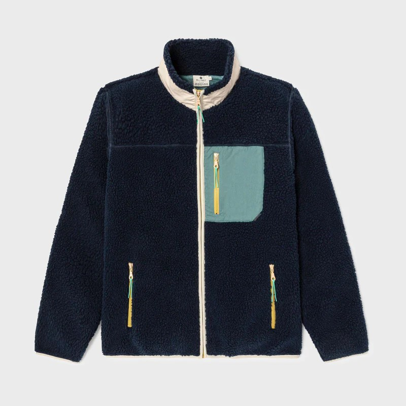 Veste sherpa zippée - Marine et vert
