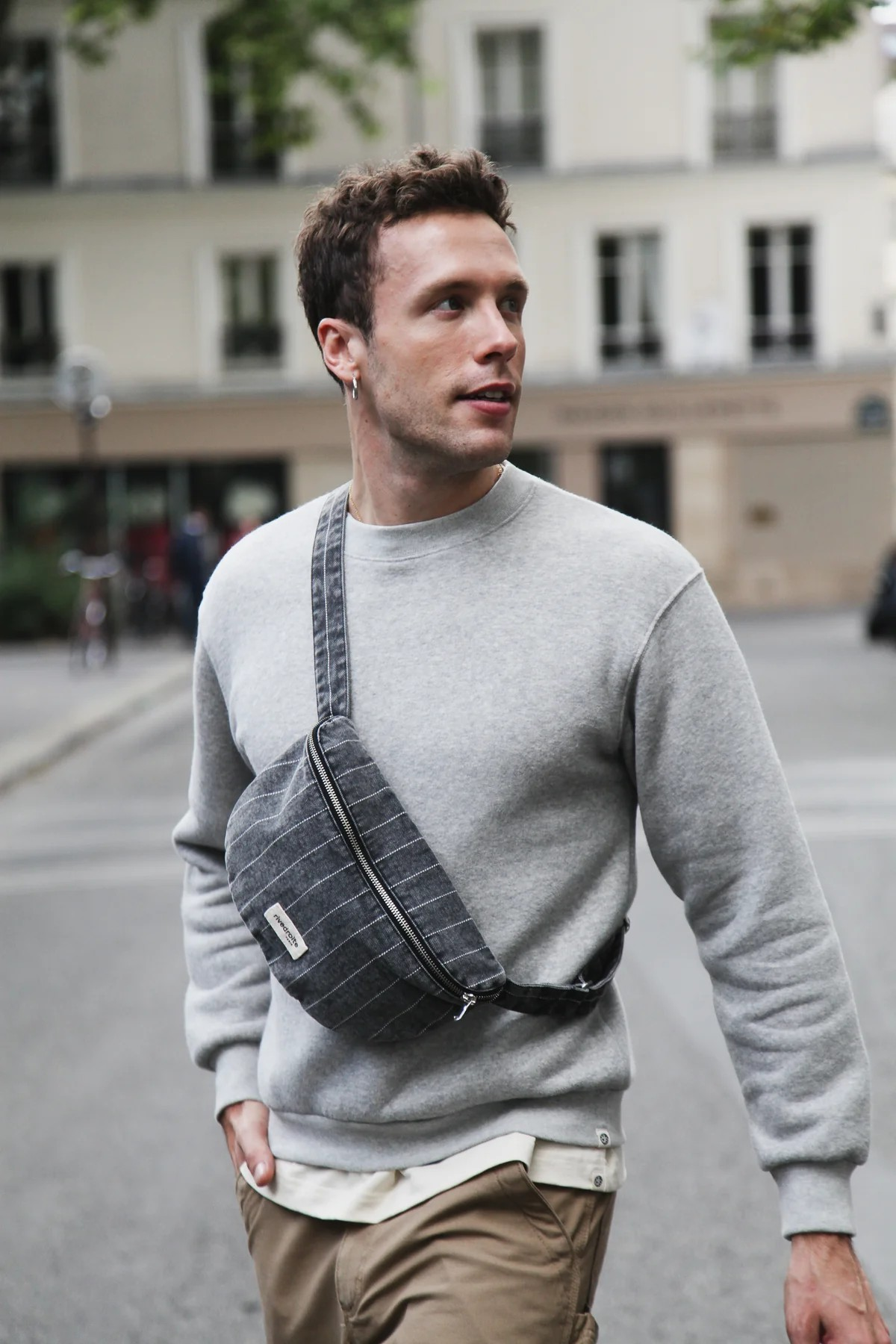 Custine - le sac banane - Denim Noir Rayé