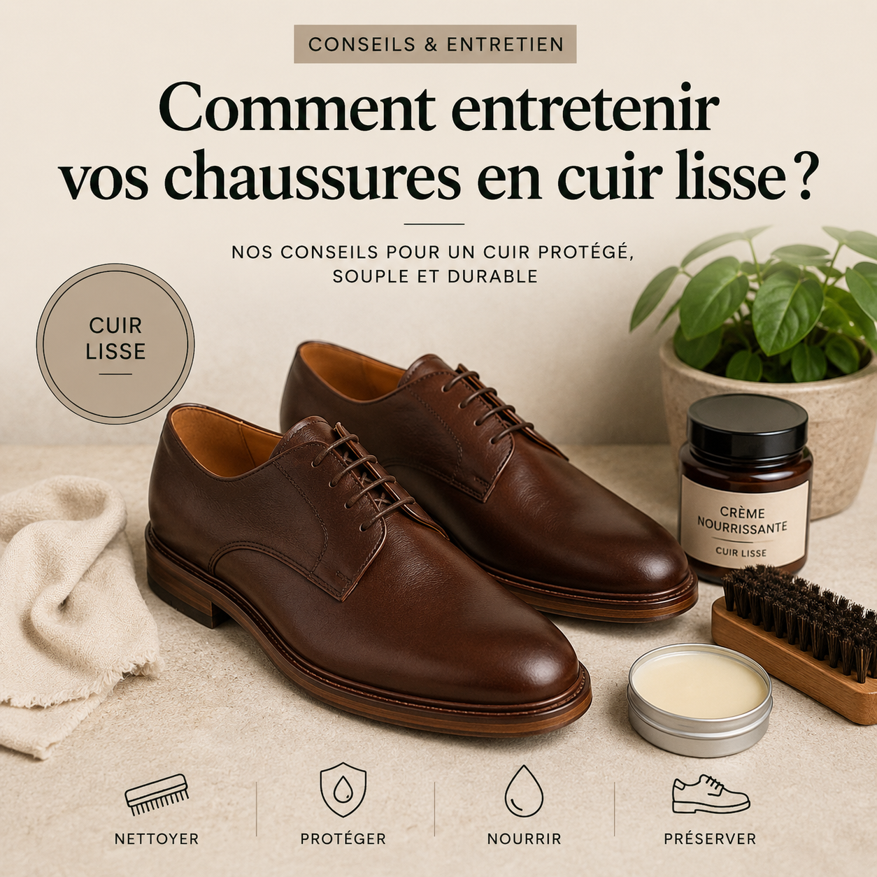 Comment entretenir des chaussures en cuir lisse ?