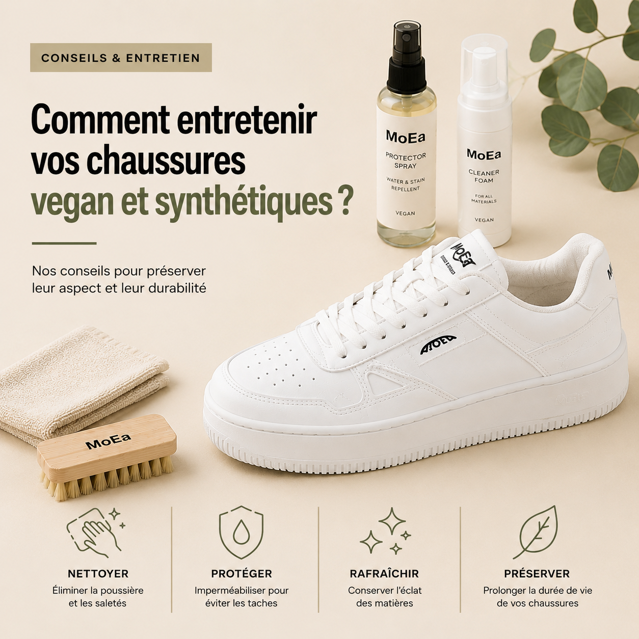 Comment entretenir des chaussures vegan et matières synthétiques ?