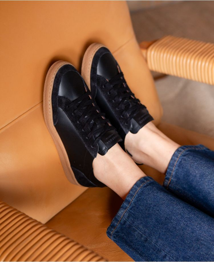 Baskets n°14 - Cuir/Veau velours - Noir