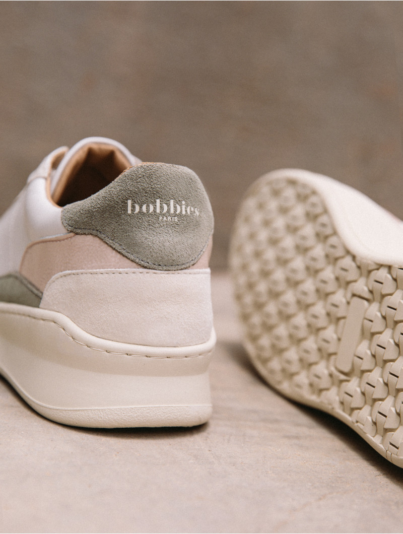 Beverly Blanc Cassé - Vert Gris - Perle / Cuir