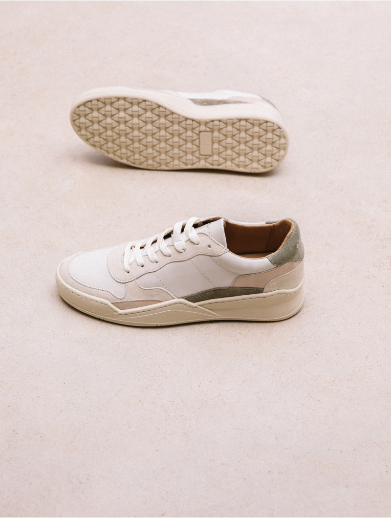 Beverly Blanc Cassé - Vert Gris - Perle / Cuir