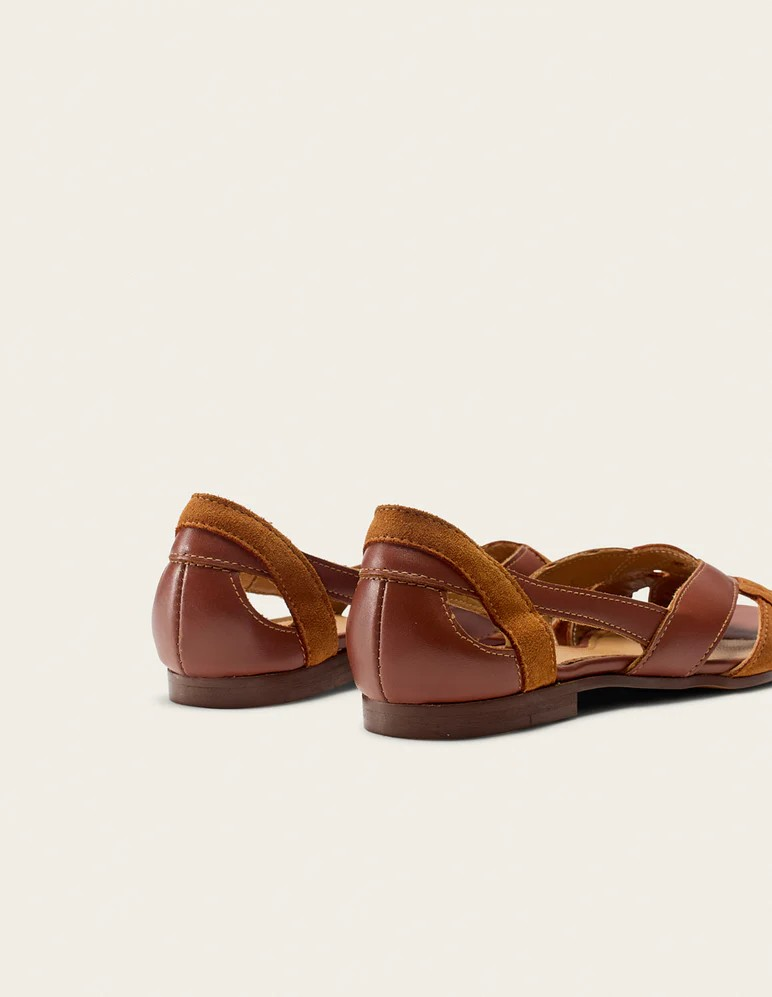 Clémentine - Cuir et suède cognac