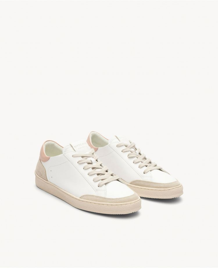 Baskets n°14 - Cuir/Veau velours - Blanc/Blush