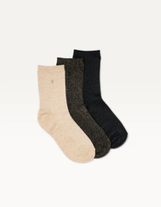 Pack de 3 Chaussettes - Côtelé - Doré marron noir