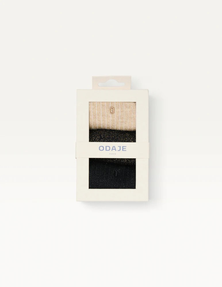 Pack de 3 Chaussettes - Côtelé - Doré marron noir