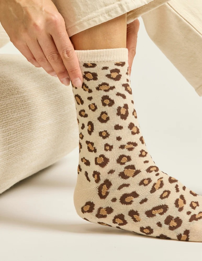 Pack de 3 Chaussettes - Fantaisie - Paillettes et léopard beige