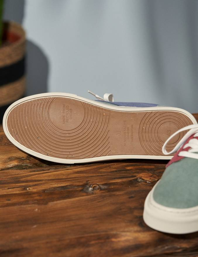 Alexandre - Toile olive bordeaux et bleu gris