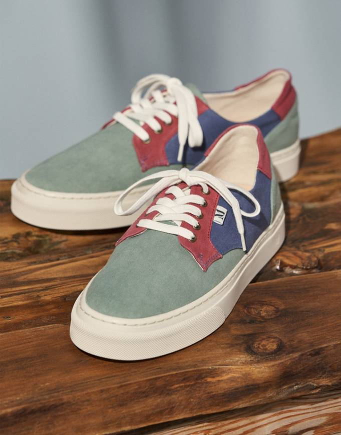 Alexandre - Toile olive bordeaux et bleu gris