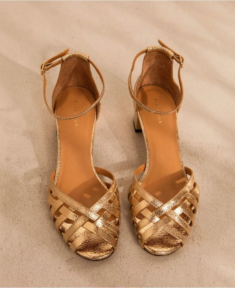 Sandales n°451 - Cuir craquelé - Gold