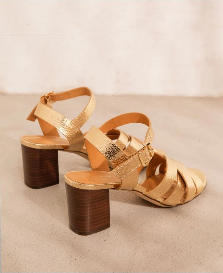 Sandales n°888 - Cuir craquelé - Gold