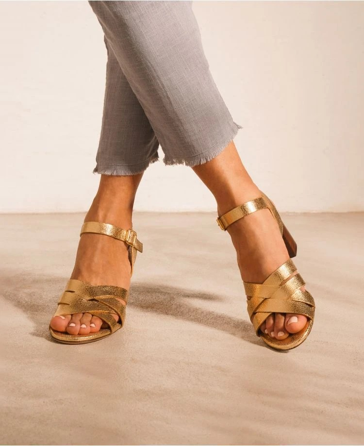 Sandales n°888 - Cuir craquelé - Gold