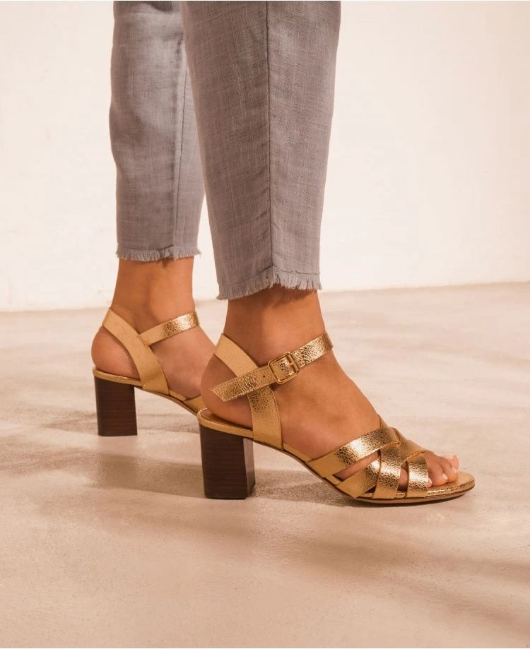 Sandales n°888 - Cuir craquelé - Gold