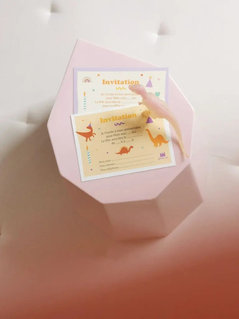 Cartes d’invitation Dinosaure – Lot de 6