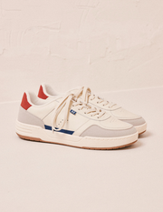 Mael - Cuir recyclé et suède vegan ecru marine rouge