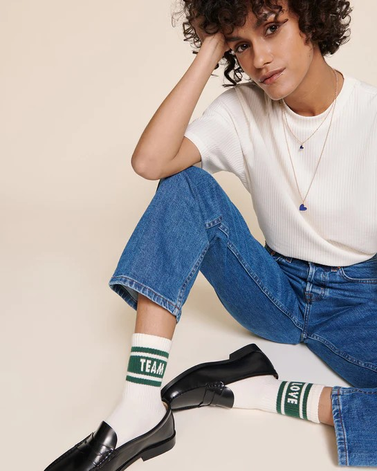 Les chaussettes "Love team" - crème