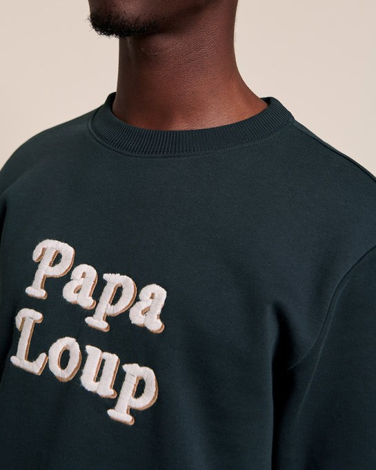 Le sweat "Papa loup" en coton bio - charbon