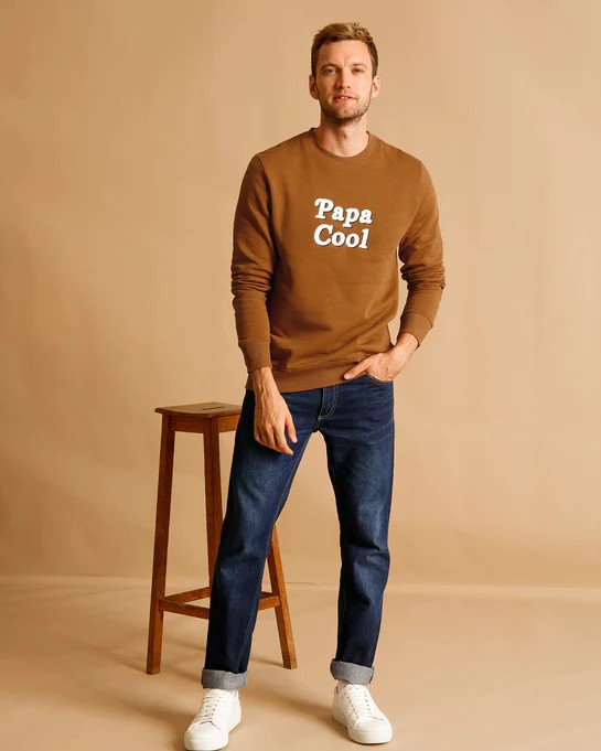 Le sweat "Papa cool" en coton bio - caramel